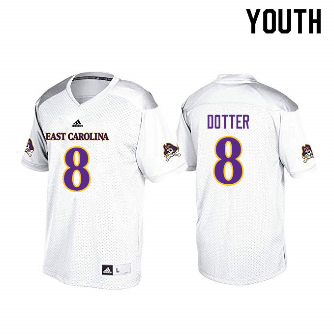 Youth #8 Dru Dotter ECU Pirates College Football Jerseys Sale-White